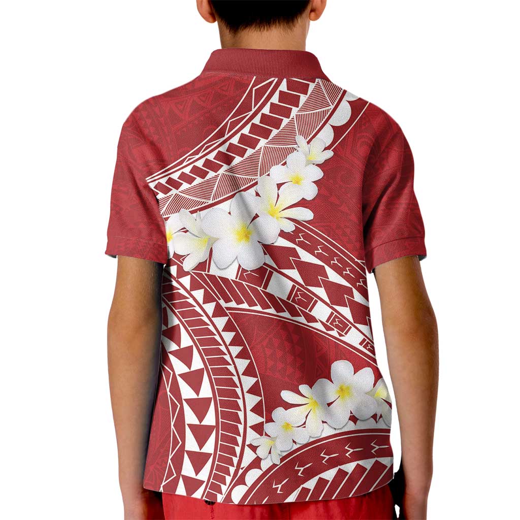 Polynesian Vintage Floral Kid Polo Shirt Scarlet Motifs - Polynesian Pride