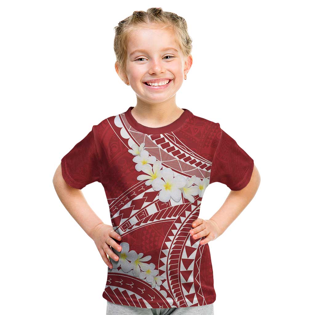 Polynesian Vintage Floral Kid T Shirt Scarlet Motifs LT7 Scarlet - Polynesian Pride