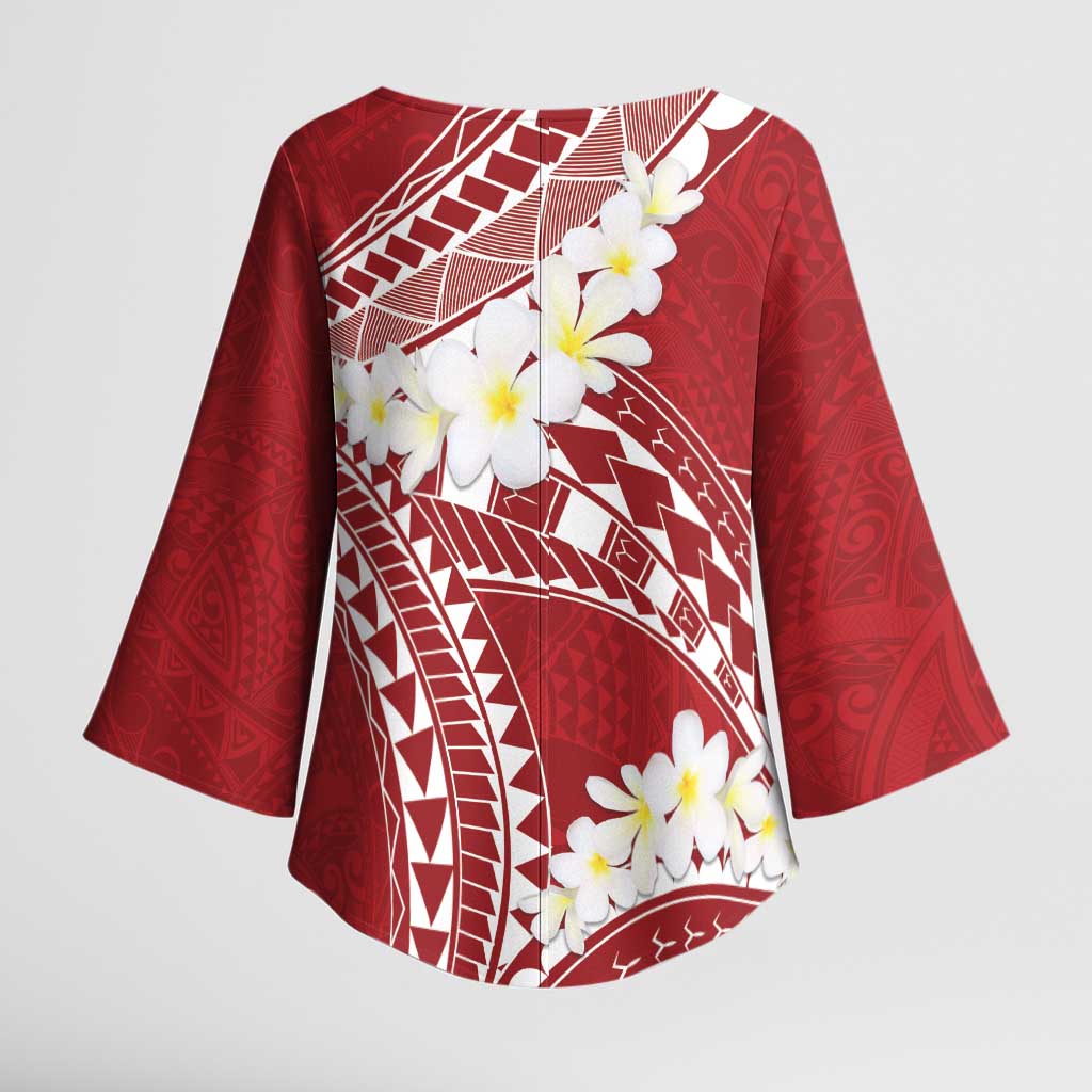 Polynesian Vintage Floral Kimono Sleeve Blouse Scarlet Motifs - Polynesian Pride