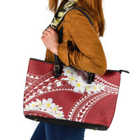 Polynesian Vintage Floral Leather Tote Bag Scarlet Motifs LT7 Scarlet - Polynesian Pride