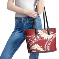 Polynesian Vintage Floral Leather Tote Bag Scarlet Motifs LT7 - Polynesian Pride