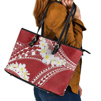 Polynesian Vintage Floral Leather Tote Bag Scarlet Motifs LT7 - Polynesian Pride