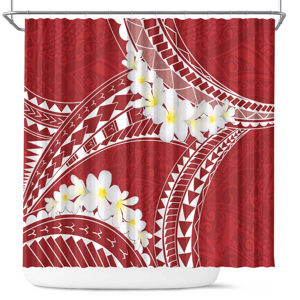 Polynesian Vintage Floral Shower Curtain Scarlet Motifs LT7 Scarlet - Polynesian Pride