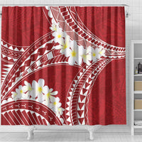 Polynesian Vintage Floral Shower Curtain Scarlet Motifs - Polynesian Pride