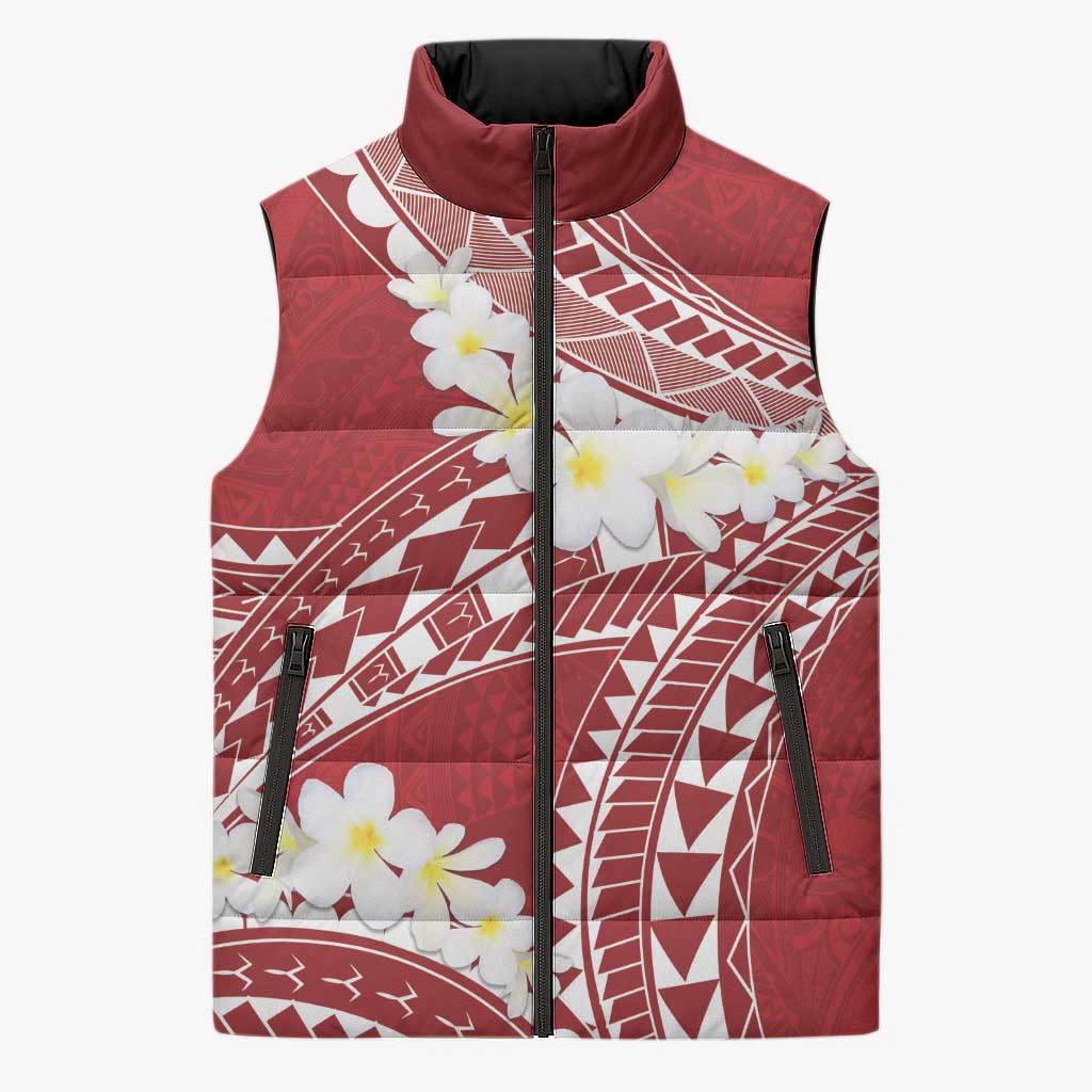 Polynesian Vintage Floral Sleeveless Puffer Jacket Scarlet Motifs - Polynesian Pride