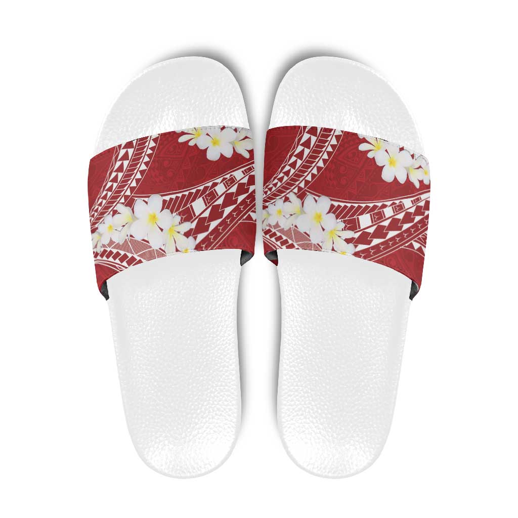 Polynesian Vintage Floral Slide Sandals Scarlet Motifs - Polynesian Pride