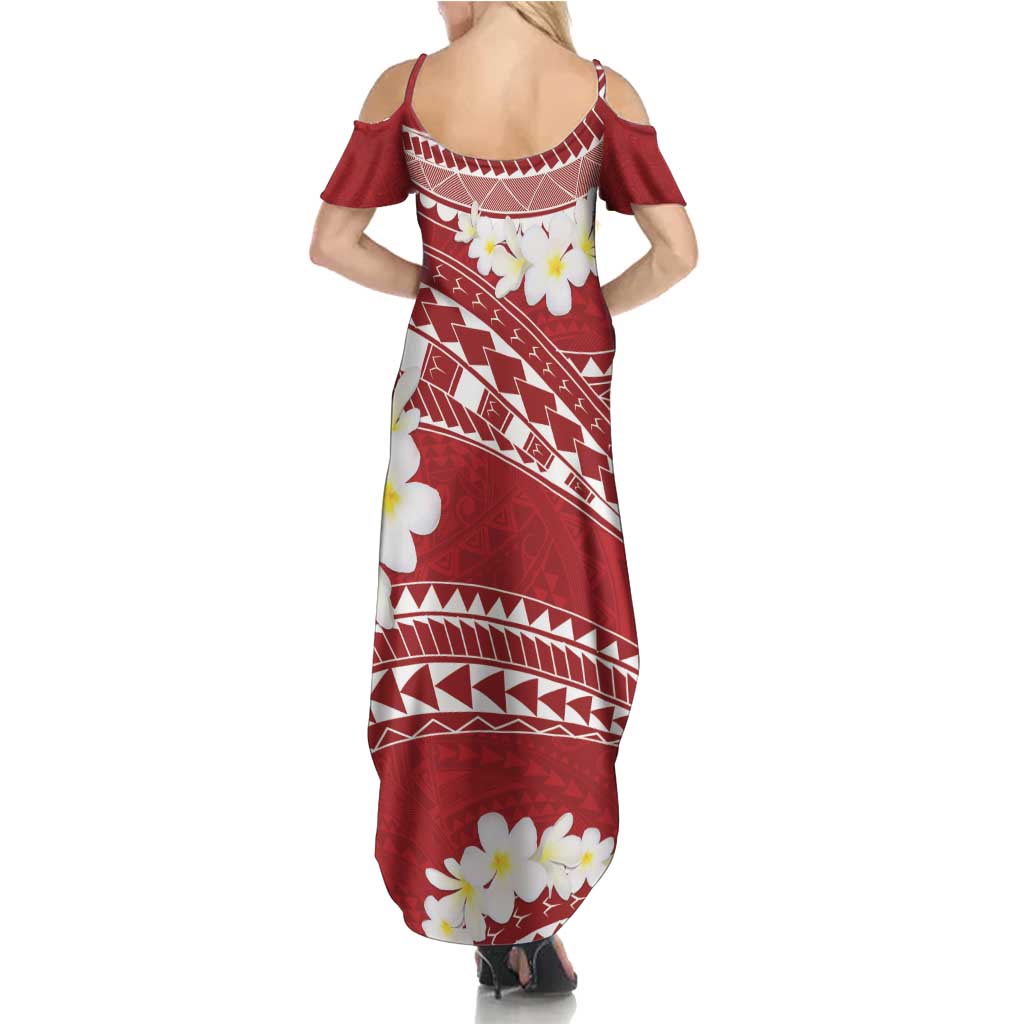 Polynesian Vintage Floral Summer Maxi Dress Scarlet Motifs - Polynesian Pride