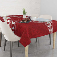 Polynesian Vintage Floral Tablecloth Scarlet Motifs - Polynesian Pride