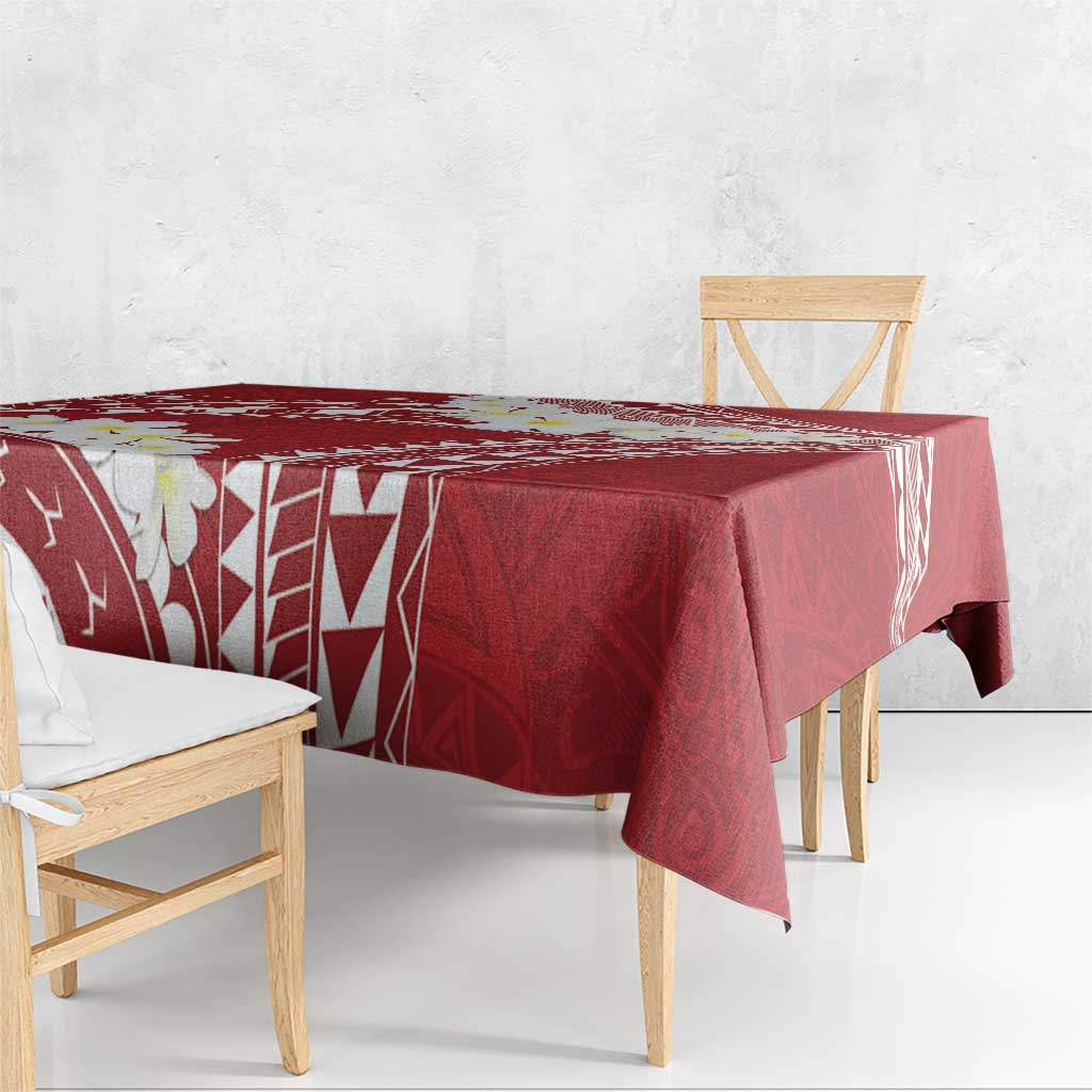 Polynesian Vintage Floral Tablecloth Scarlet Motifs - Polynesian Pride