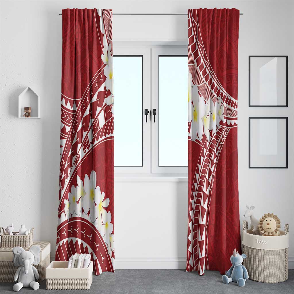 Polynesian Vintage Floral Window Curtain Scarlet Motifs - Polynesian Pride