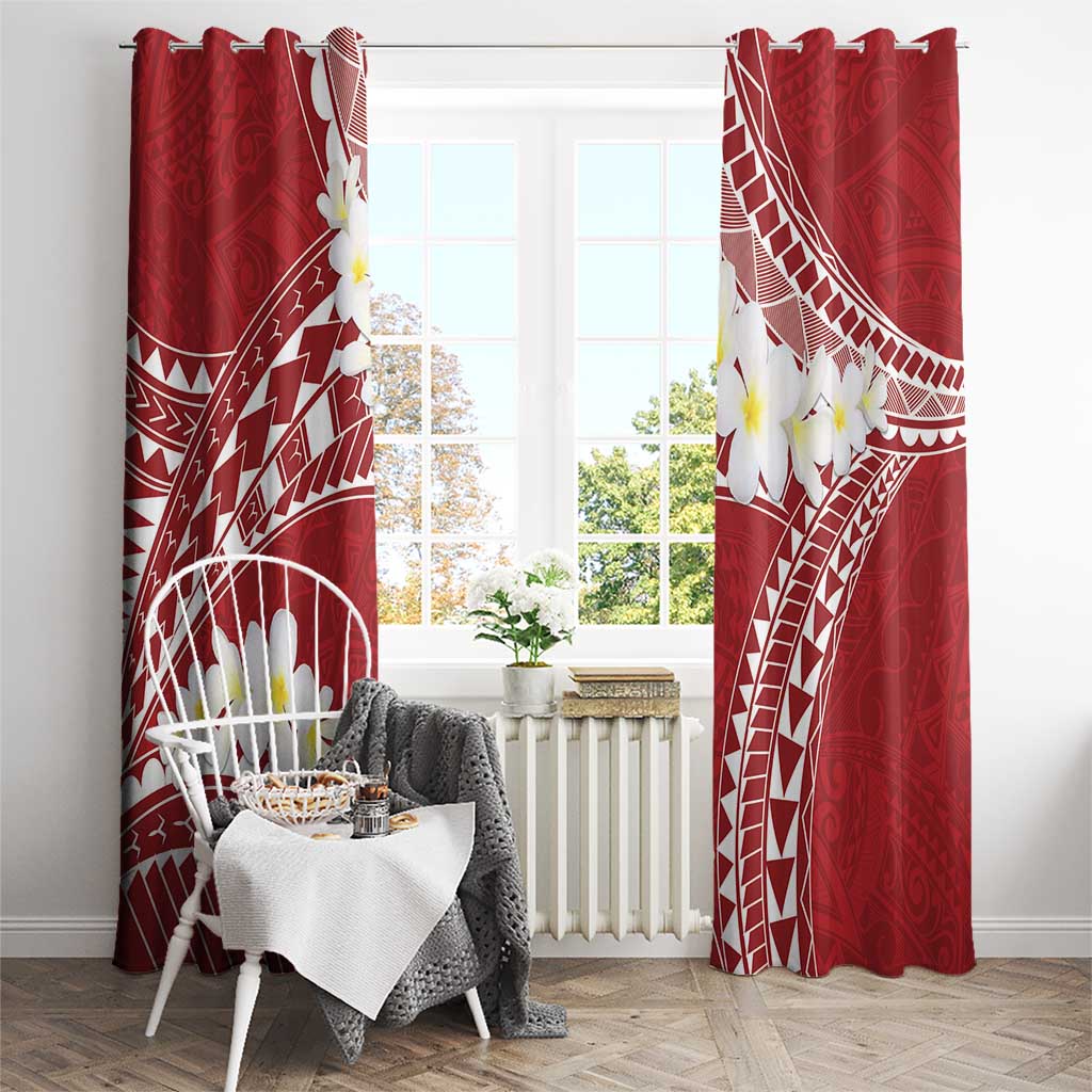 Polynesian Vintage Floral Window Curtain Scarlet Motifs - Polynesian Pride