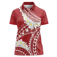 Polynesian Vintage Floral Women Polo Shirt Scarlet Motifs - Polynesian Pride