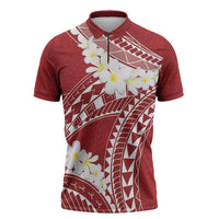 Polynesian Vintage Floral Zipper Polo Shirt Scarlet Motifs - Polynesian Pride