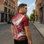 Polynesian Vintage Floral Zipper Polo Shirt Scarlet Motifs - Polynesian Pride