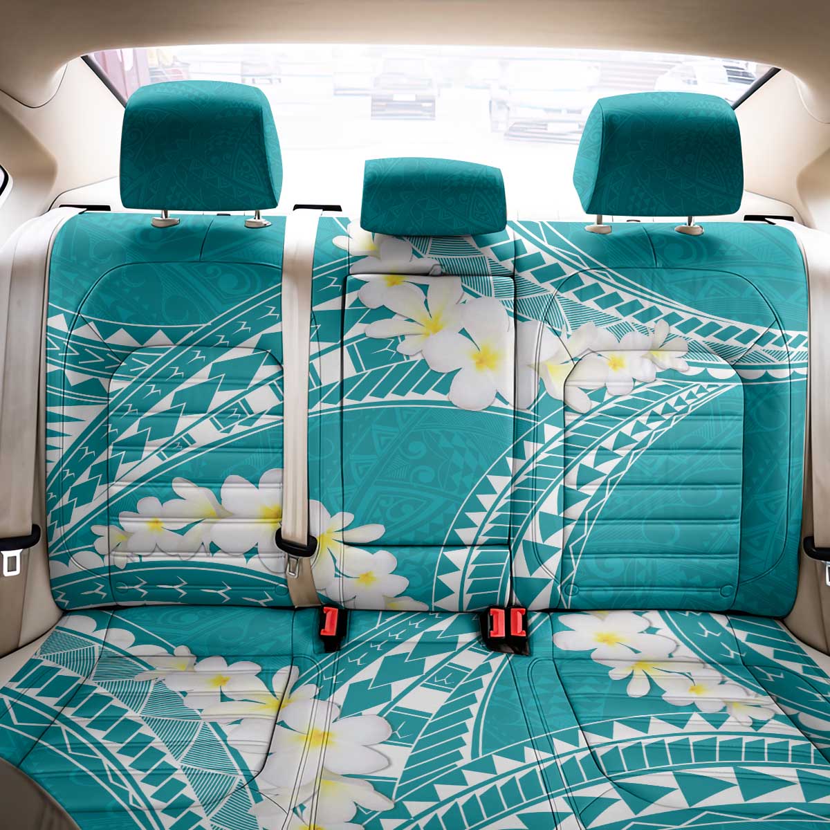 Polynesian Vintage Floral Back Car Seat Cover Teal Motifs LT7 - Polynesian Pride