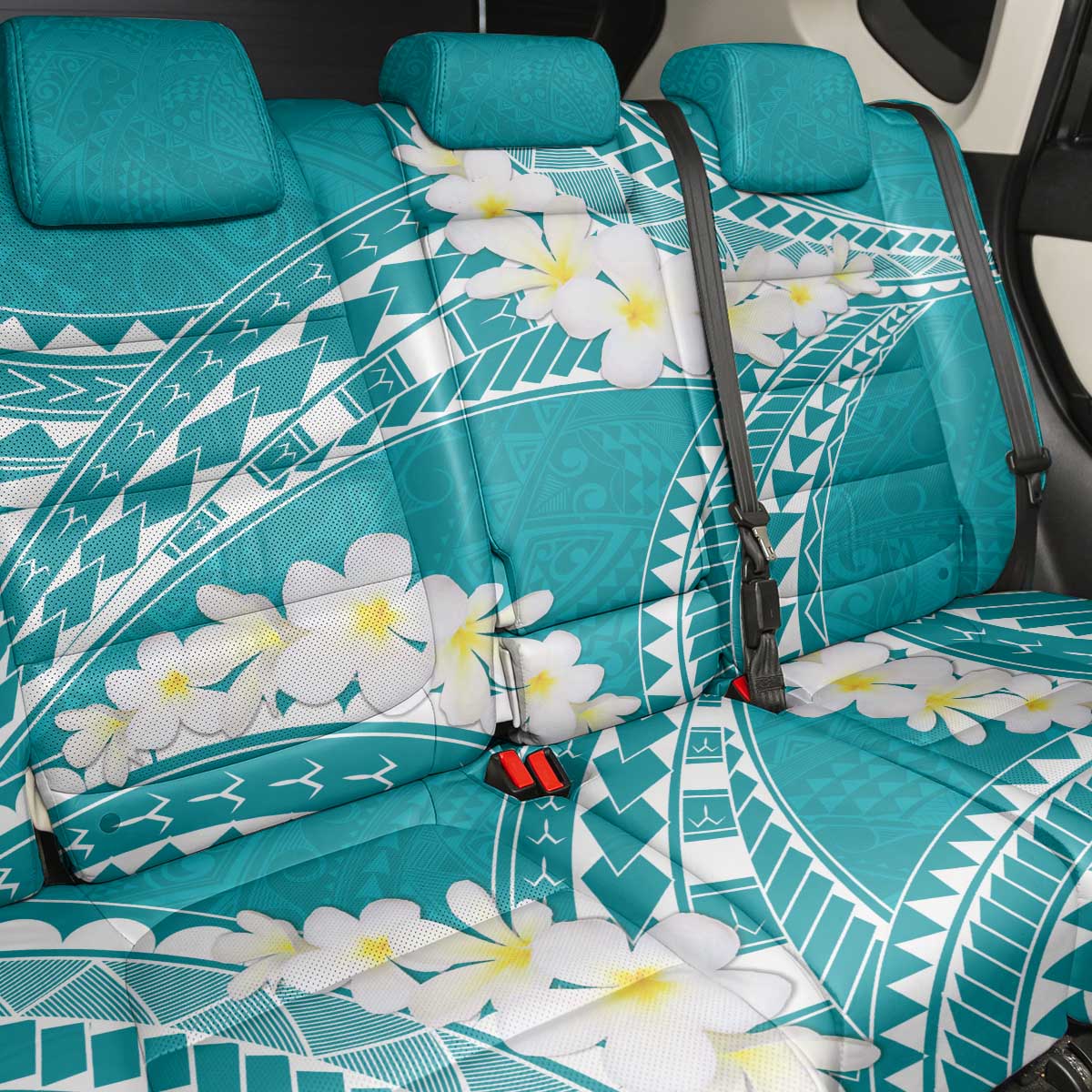 Polynesian Vintage Floral Back Car Seat Cover Teal Motifs LT7 - Polynesian Pride