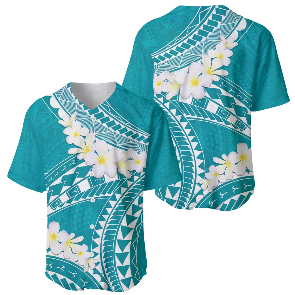Polynesian Vintage Floral Baseball Jersey Teal Motifs - Polynesian Pride