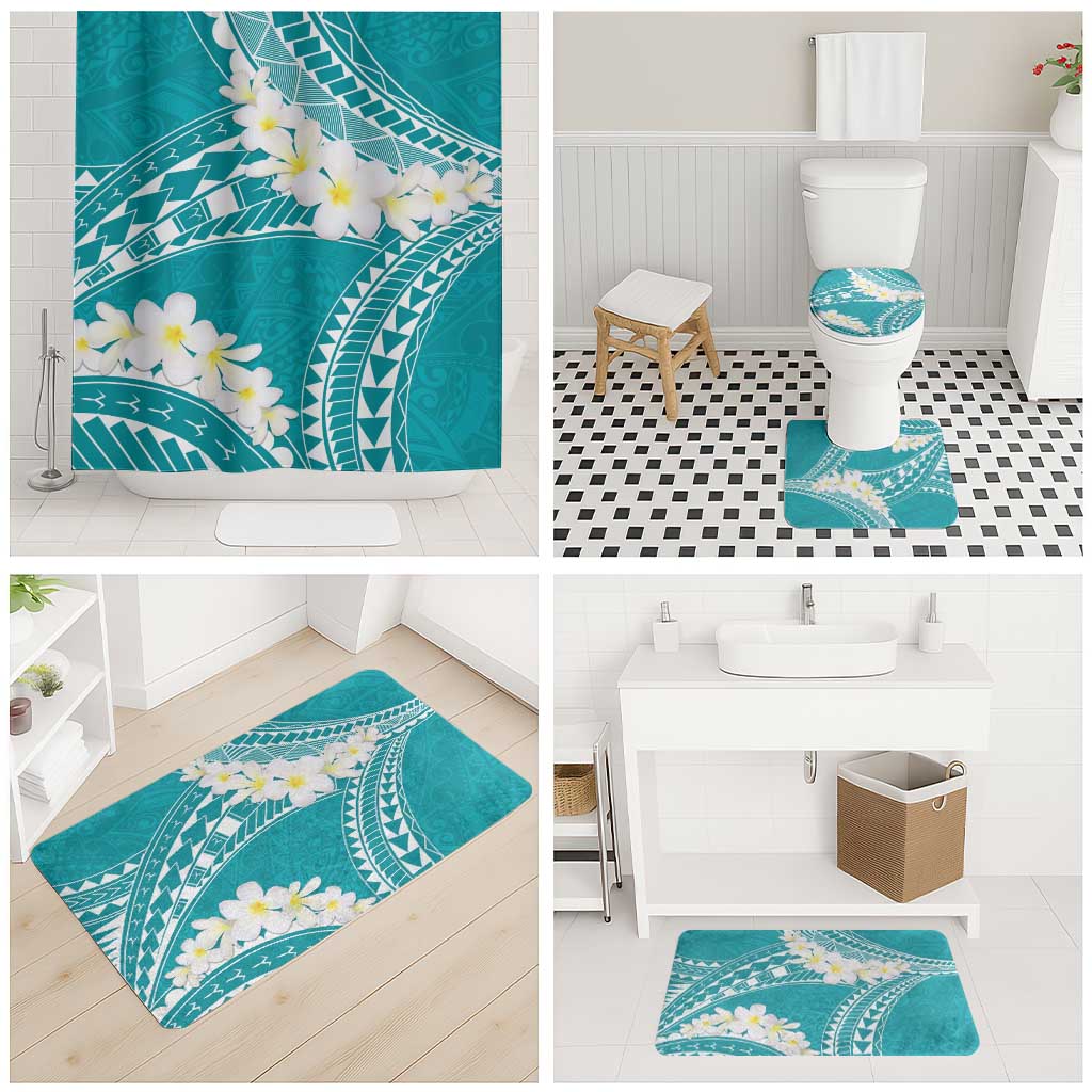 Polynesian Vintage Floral Bathroom Set Teal Motifs - Polynesian Pride