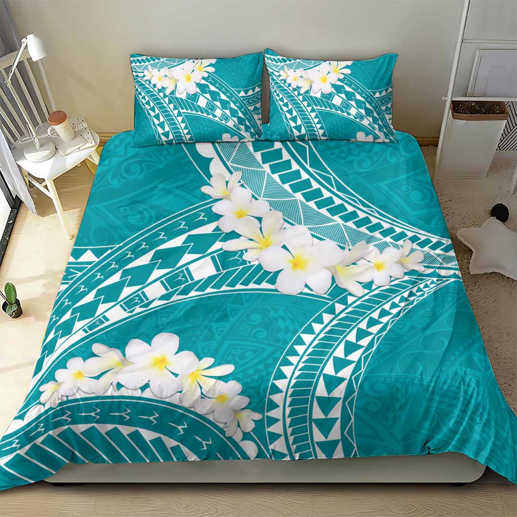 Polynesian Vintage Floral Bedding Set Teal Motifs - Polynesian Pride