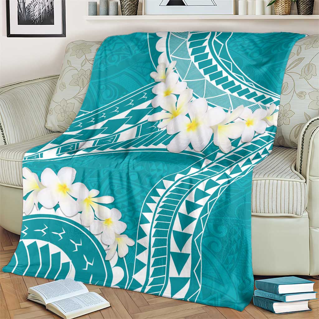 Polynesian Vintage Floral Blanket Teal Motifs - Polynesian Pride
