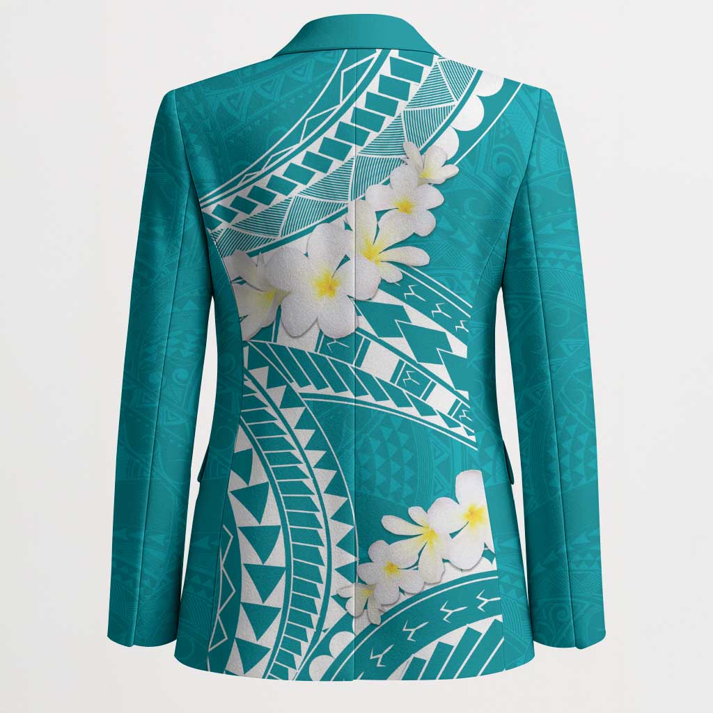 Polynesian Vintage Floral Blazer Teal Motifs - Polynesian Pride