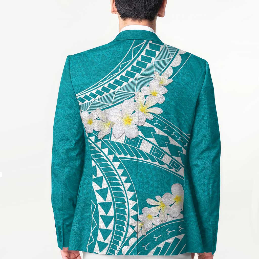 Polynesian Vintage Floral Blazer Teal Motifs - Polynesian Pride