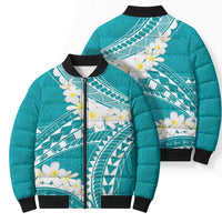 Polynesian Vintage Floral Bomber Puffer Jacket Teal Motifs - Polynesian Pride