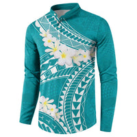 Polynesian Vintage Floral Button Sweatshirt Teal Motifs - Polynesian Pride