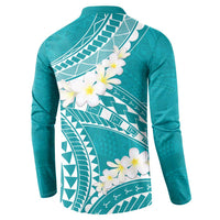 Polynesian Vintage Floral Button Sweatshirt Teal Motifs - Polynesian Pride