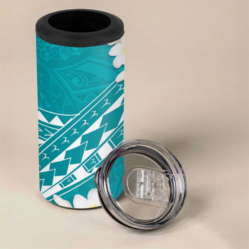 Polynesian Vintage Floral 4 in 1 Can Cooler Tumbler Teal Motifs - Polynesian Pride