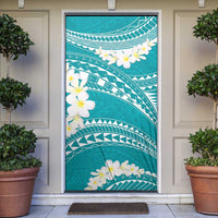 Polynesian Vintage Floral Door Cover Teal Motifs - Polynesian Pride