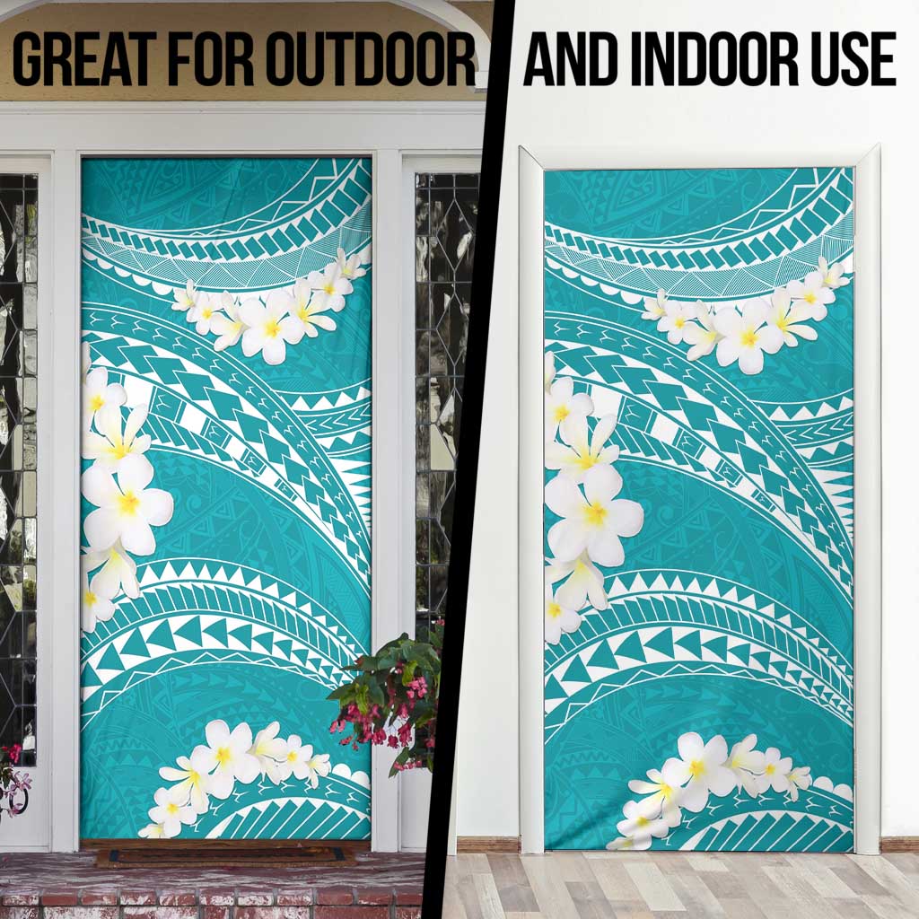 Polynesian Vintage Floral Door Cover Teal Motifs - Polynesian Pride