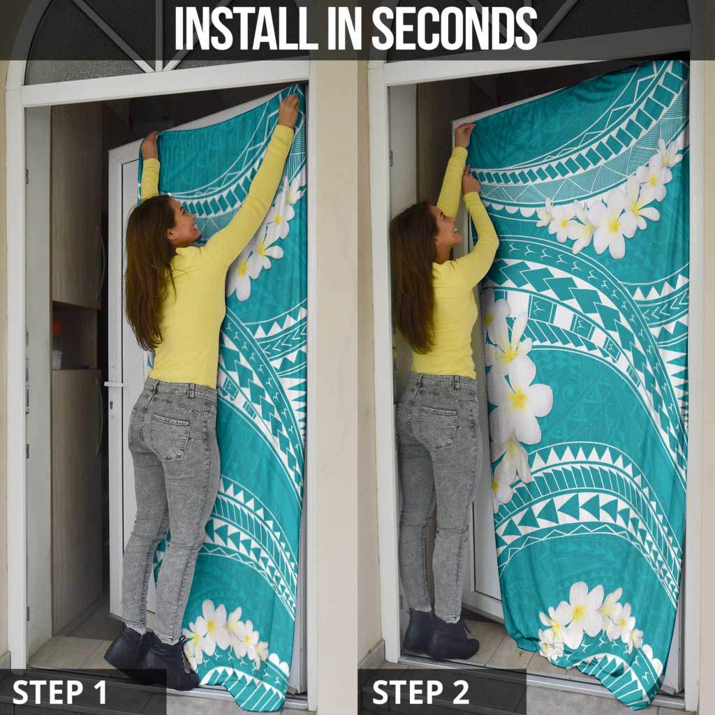 Polynesian Vintage Floral Door Cover Teal Motifs - Polynesian Pride