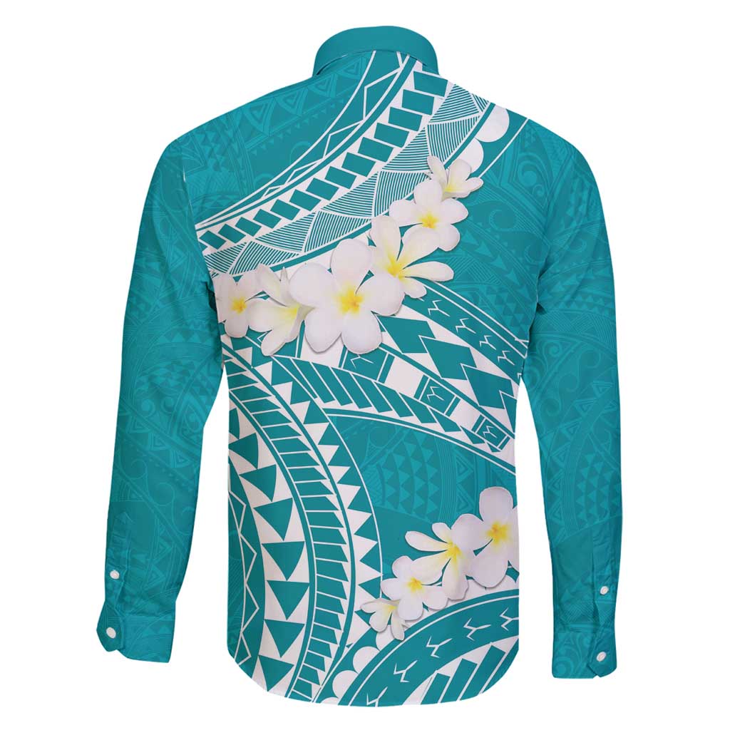 Polynesian Vintage Floral Family Matching Mermaid Dress and Hawaiian Shirt Teal Motifs LT7 - Polynesian Pride