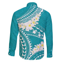 Polynesian Vintage Floral Family Matching Mermaid Dress and Hawaiian Shirt Teal Motifs LT7 - Polynesian Pride
