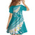 Polynesian Vintage Floral Family Matching Off Shoulder Short Dress and Hawaiian Shirt Teal Motifs - Polynesian Pride