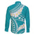 Polynesian Vintage Floral Family Matching Off Shoulder Short Dress and Hawaiian Shirt Teal Motifs - Polynesian Pride