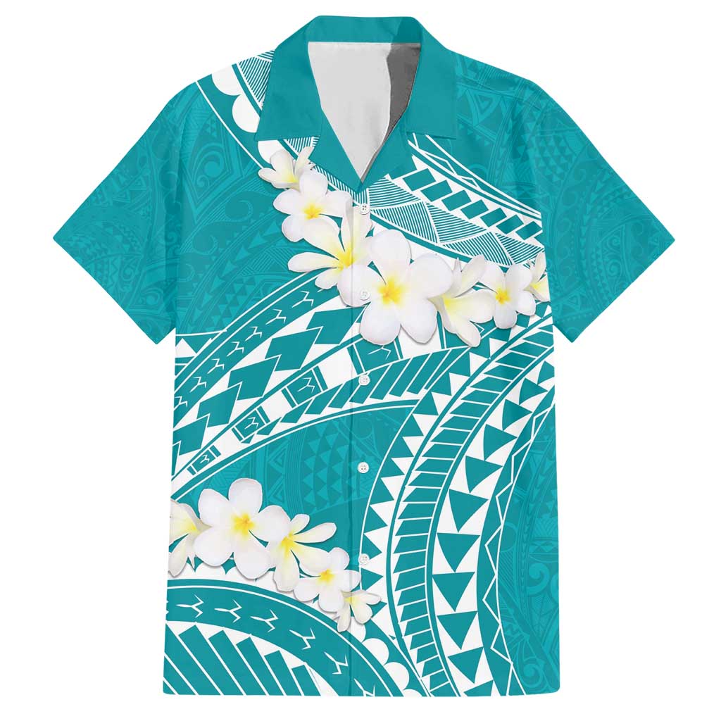 Polynesian Vintage Floral Family Matching Short Sleeve Bodycon Dress and Hawaiian Shirt Teal Motifs - Polynesian Pride