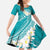 Polynesian Vintage Floral Family Matching Summer Maxi Dress and Hawaiian Shirt Teal Motifs - Polynesian Pride