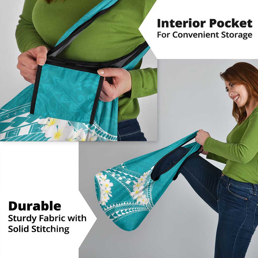 Polynesian Vintage Floral Grocery Bag Teal Motifs - Polynesian Pride