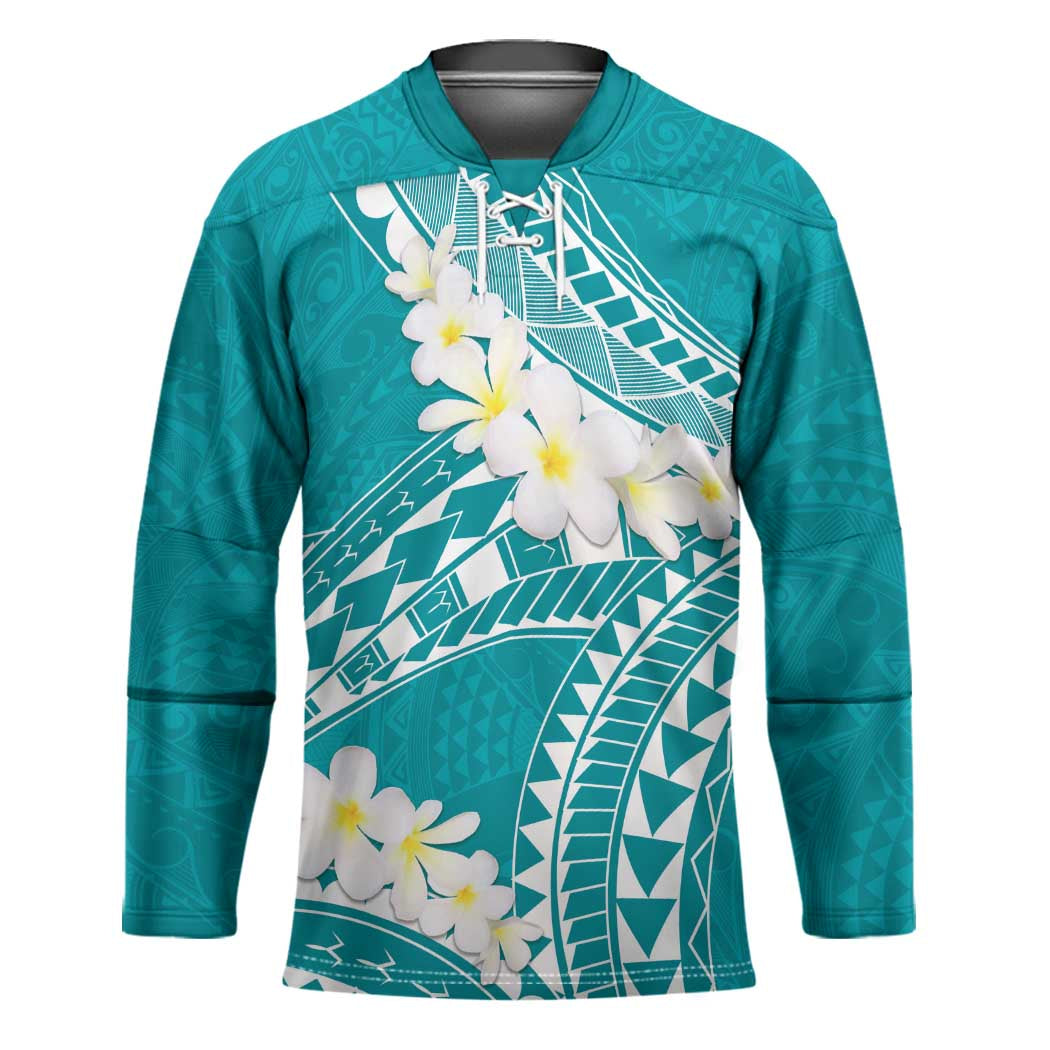 Polynesian Vintage Floral Hockey Jersey Teal Motifs LT7 Unisex Teal - Polynesian Pride