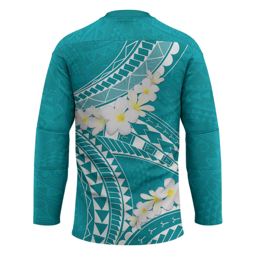 Polynesian Vintage Floral Hockey Jersey Teal Motifs LT7 - Polynesian Pride