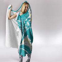 Polynesian Vintage Floral Hooded Blanket Teal Motifs - Polynesian Pride
