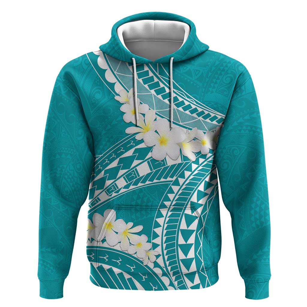 Polynesian Vintage Floral Hoodie Teal Motifs - Polynesian Pride