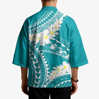 Polynesian Vintage Floral Kimono Teal Motifs - Polynesian Pride