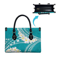 Polynesian Vintage Floral Leather Bag Teal Motifs - Polynesian Pride
