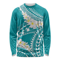 Polynesian Vintage Floral Long Sleeve Shirt Teal Motifs - Polynesian Pride