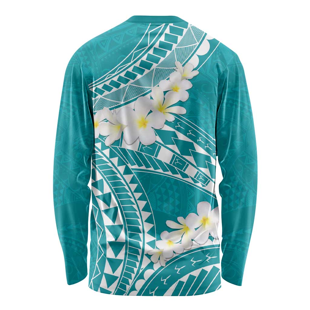 Polynesian Vintage Floral Long Sleeve Shirt Teal Motifs - Polynesian Pride