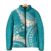 Polynesian Vintage Floral Padded Jacket Teal Motifs - Polynesian Pride