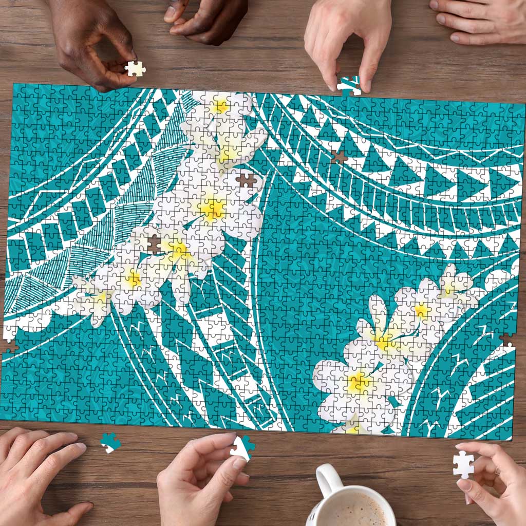 Polynesian Vintage Floral Puzzle Teal Motifs - Polynesian Pride